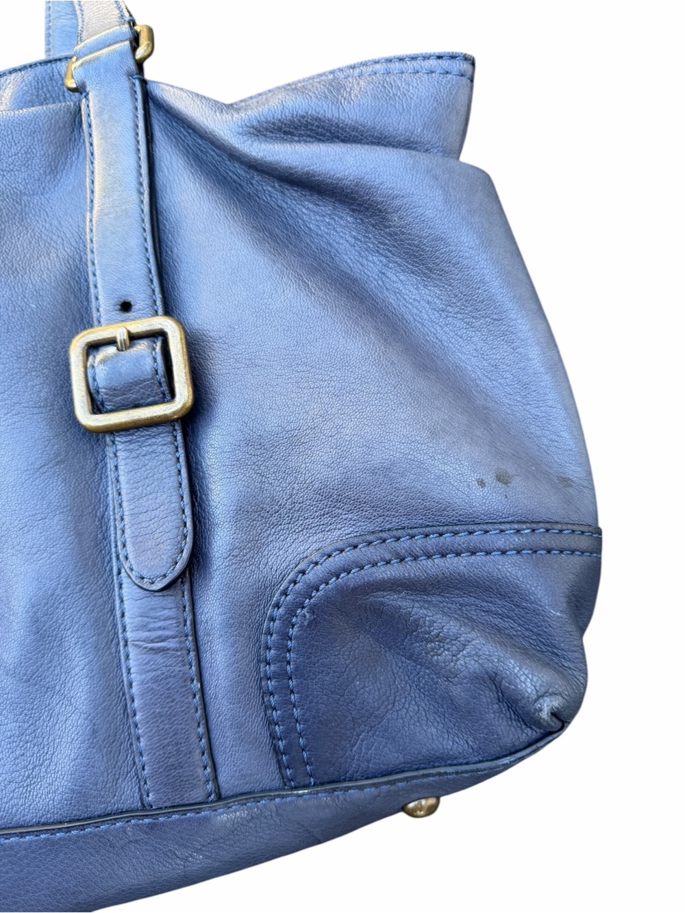 Frye Blue Leather Tote with Gold-Tone Hardware - Picture 5 of 11